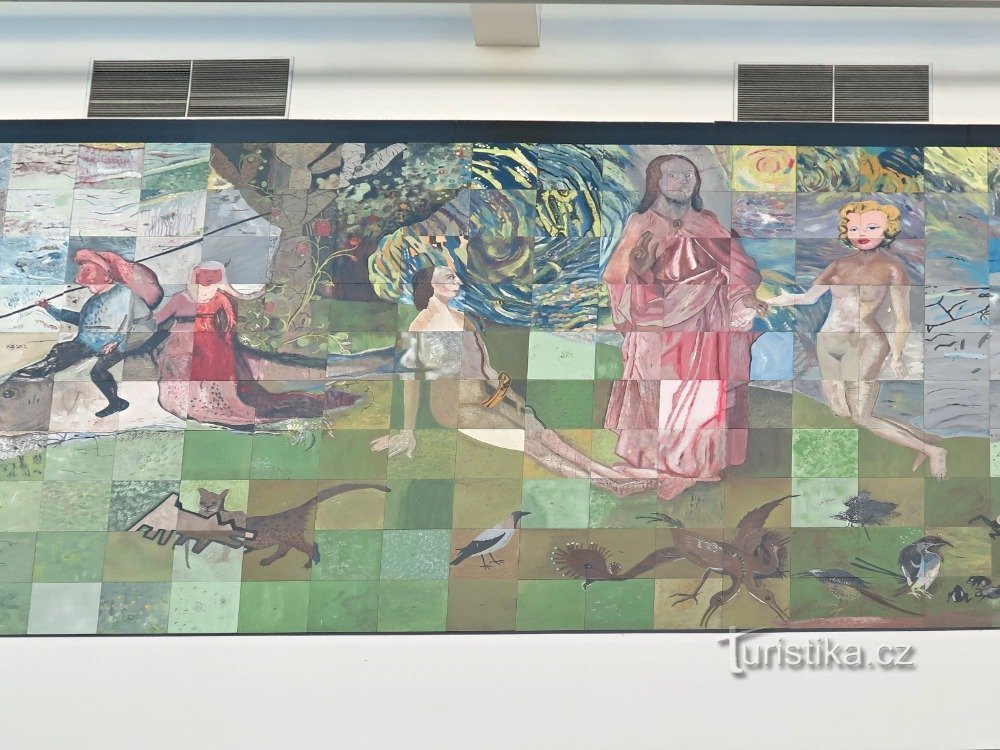 Olomouc – ein riesiges Mosaik berühmter Gemälde in der Galerie Šantovka
