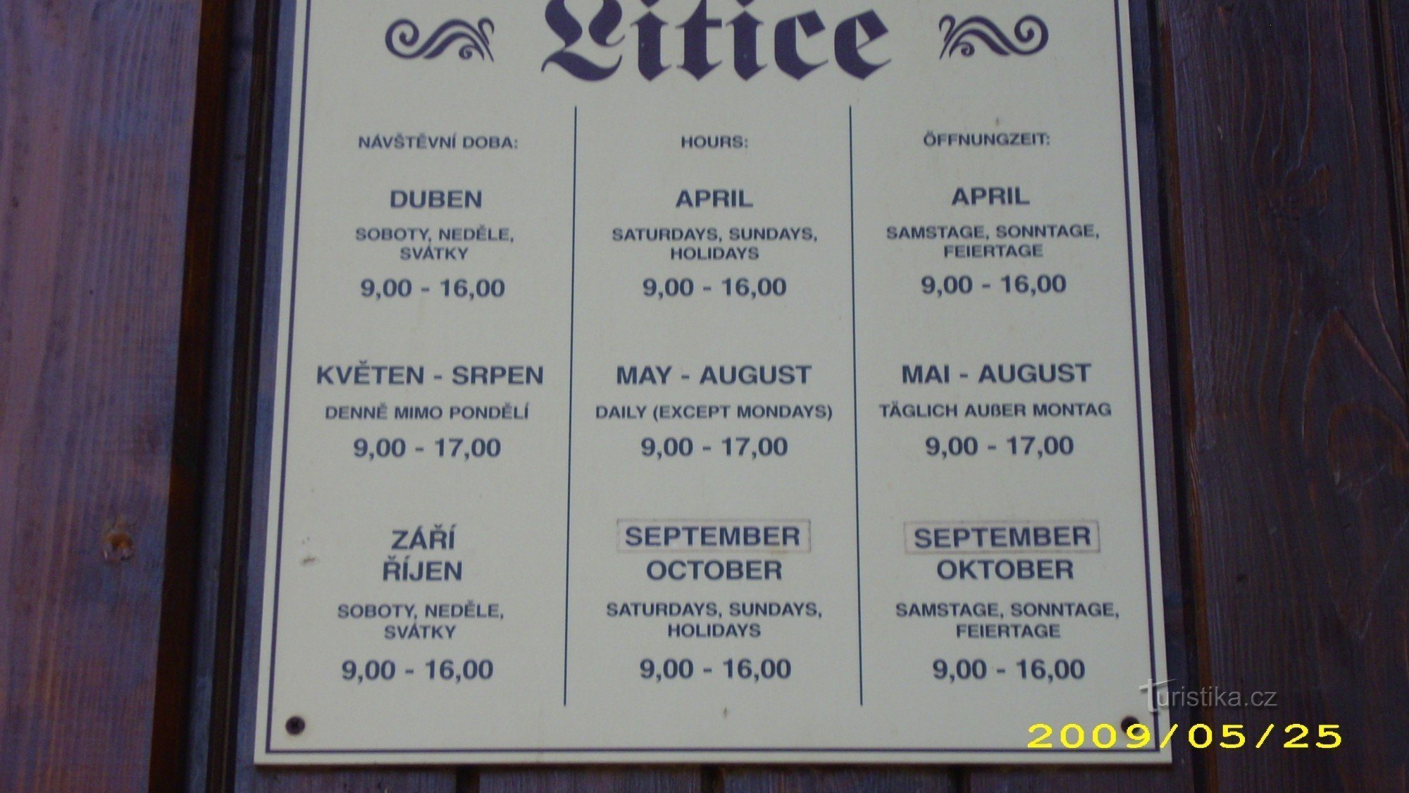 Opening hours of Litice Castle