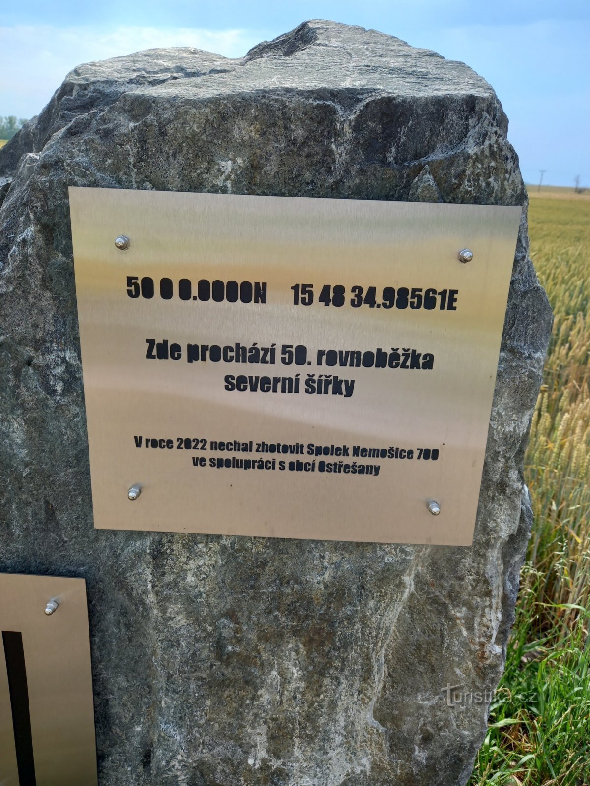 Marking of the 50th parallel between Ostrešany and Nemošice