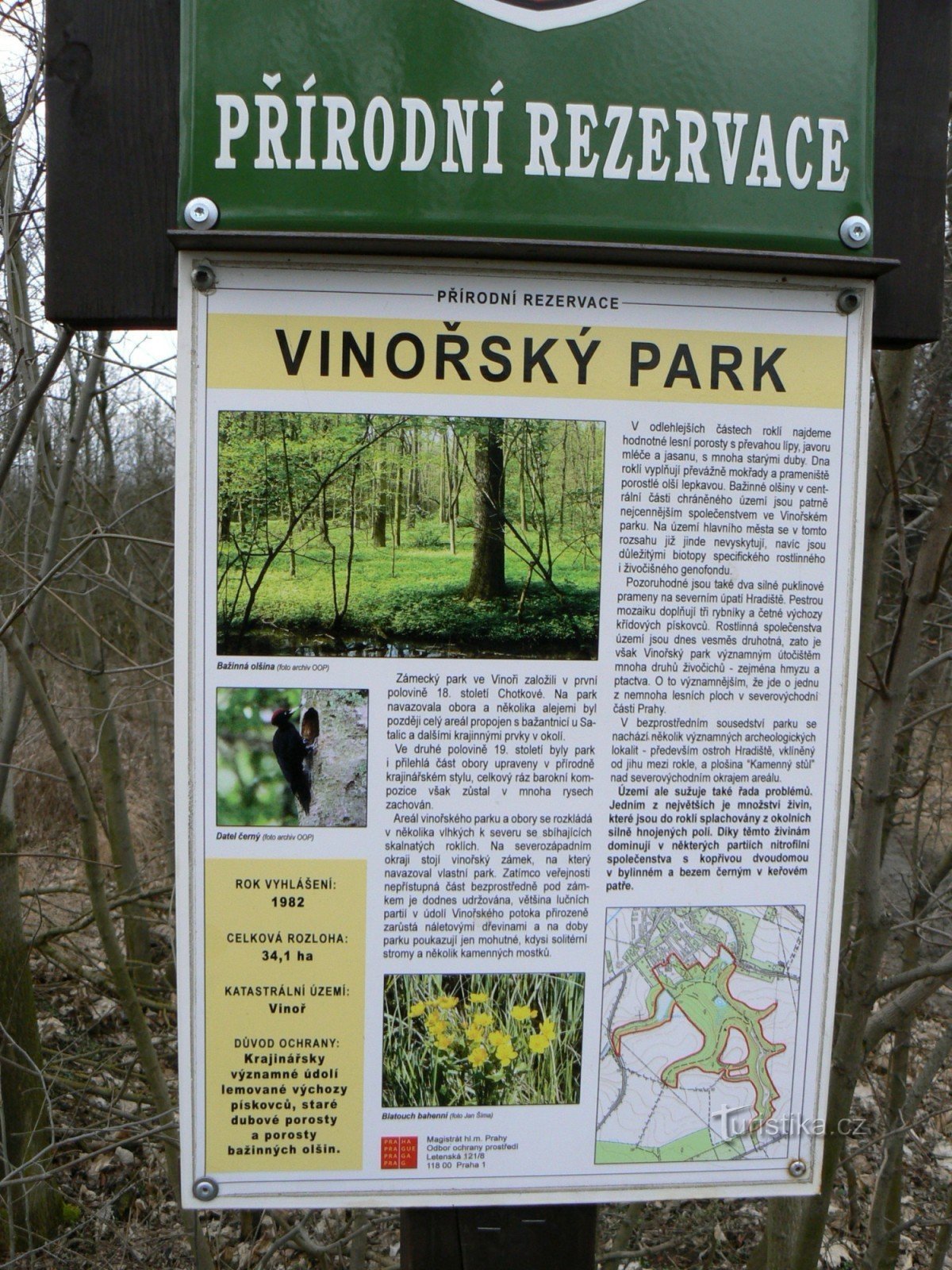 Designation of the park from the Satalická pheasant