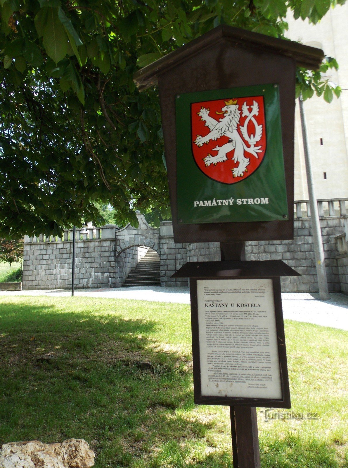 Memorial trees near the church in Zlaté Hory