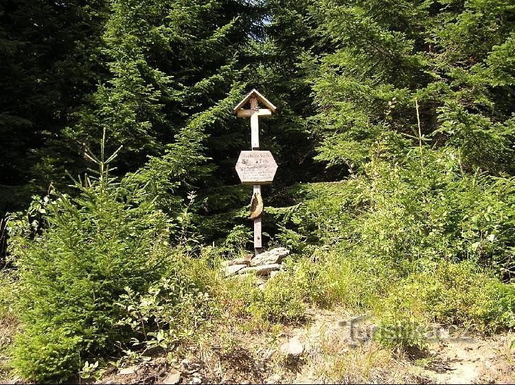 Mémorial sur le chemin du panneau indicateur du panneau Pod Orlíkem