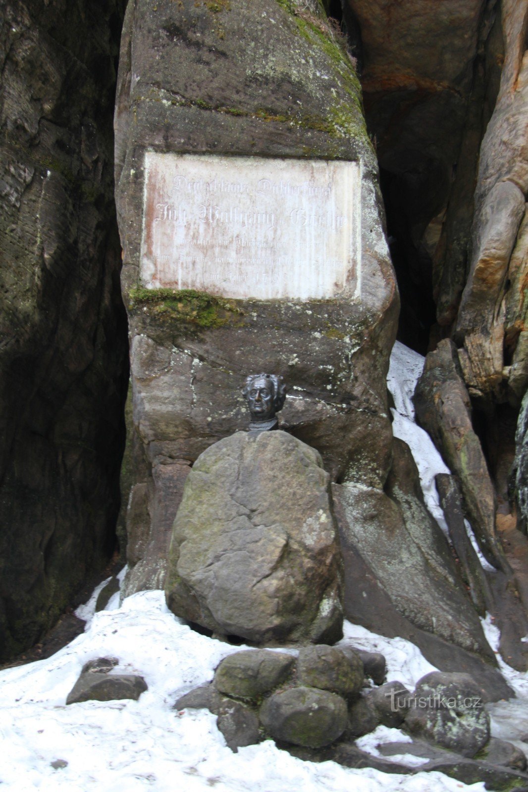 Adršpach の JWGoethe の記念碑 - ゲーテの銘板