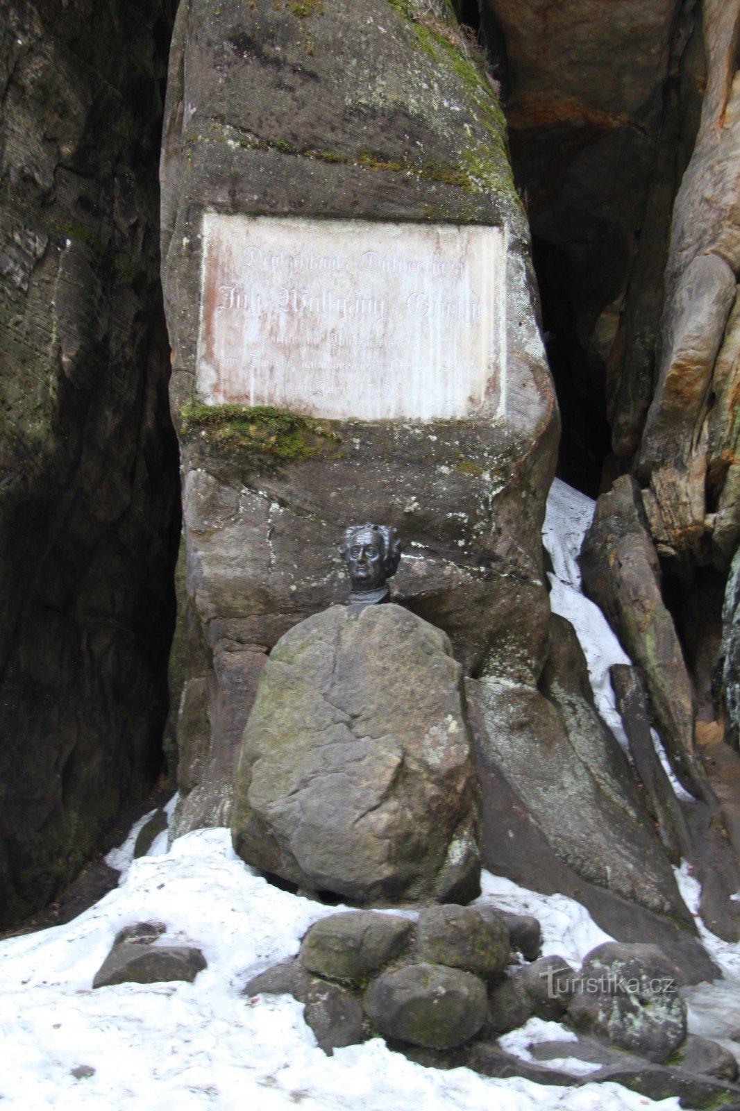 Monument til JWGoethe i Adršpach - Goethes plakette