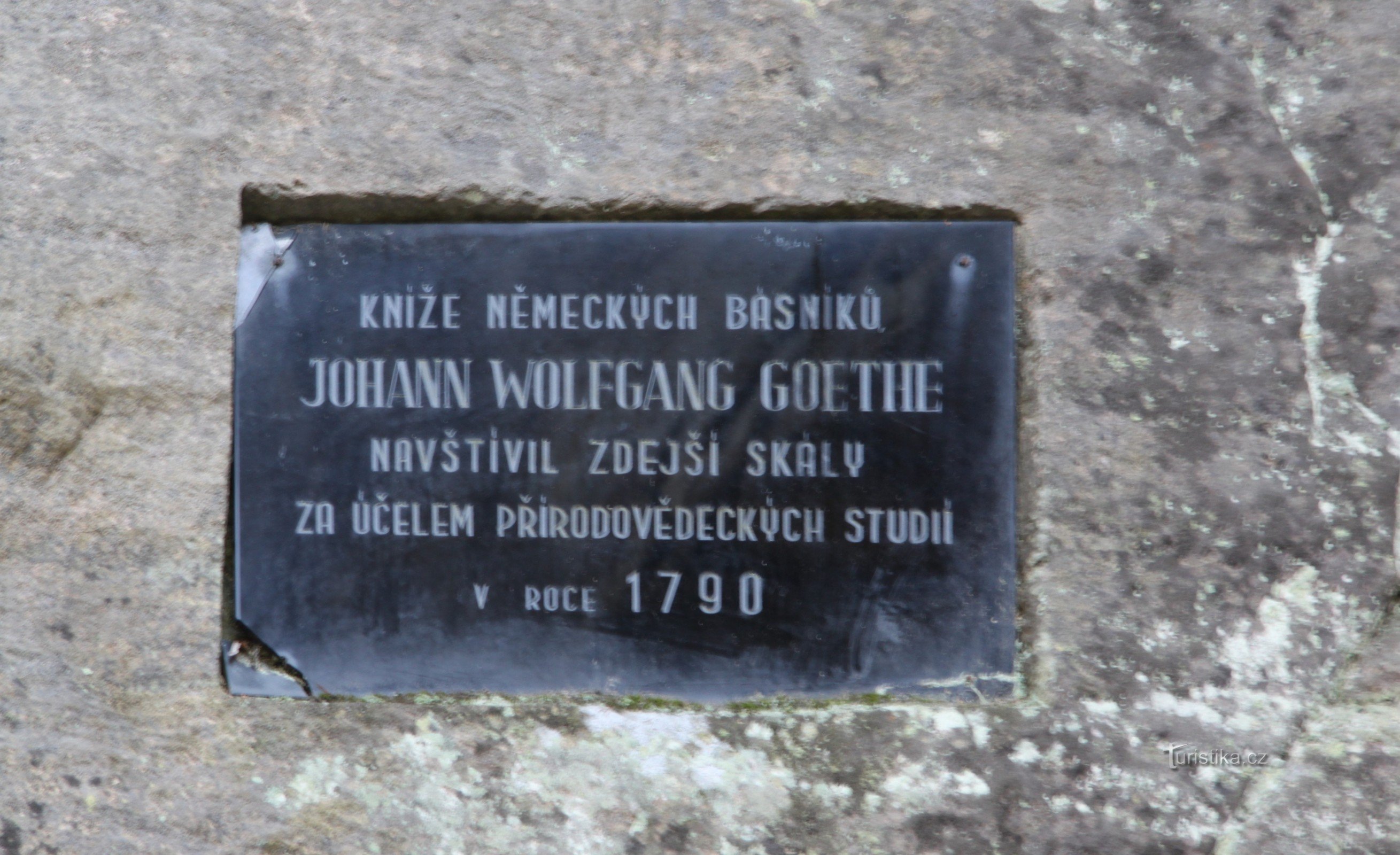 JWGoethe emlékműve Adršpachban – Goethe emléktáblája