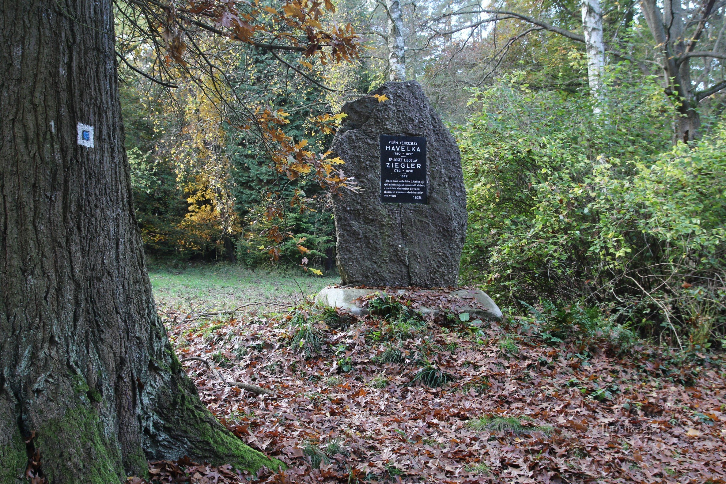 Monument to VV Havelka and JL Ziegler on the U Luže beach