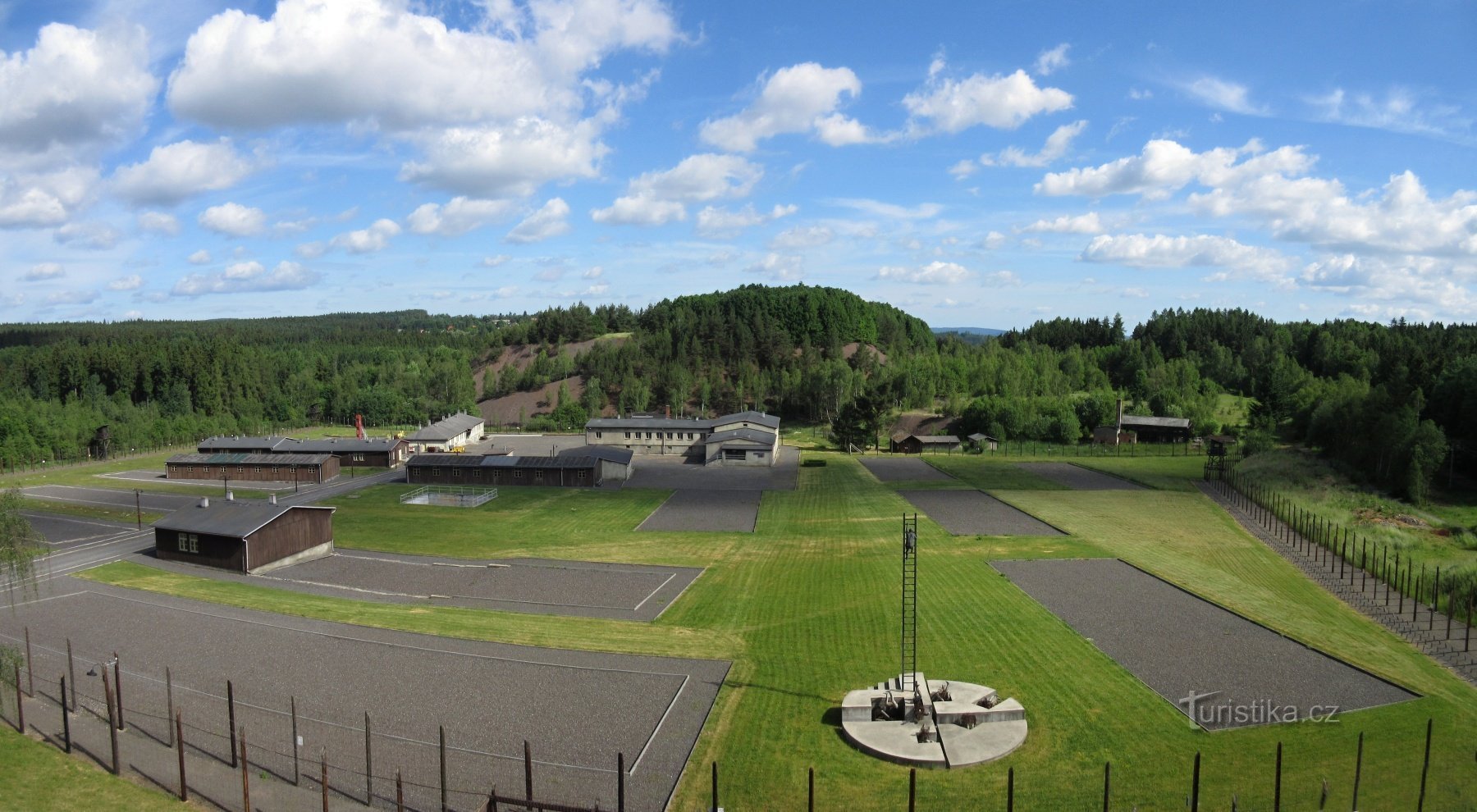 The Lešetice War Memorial with an observation tower