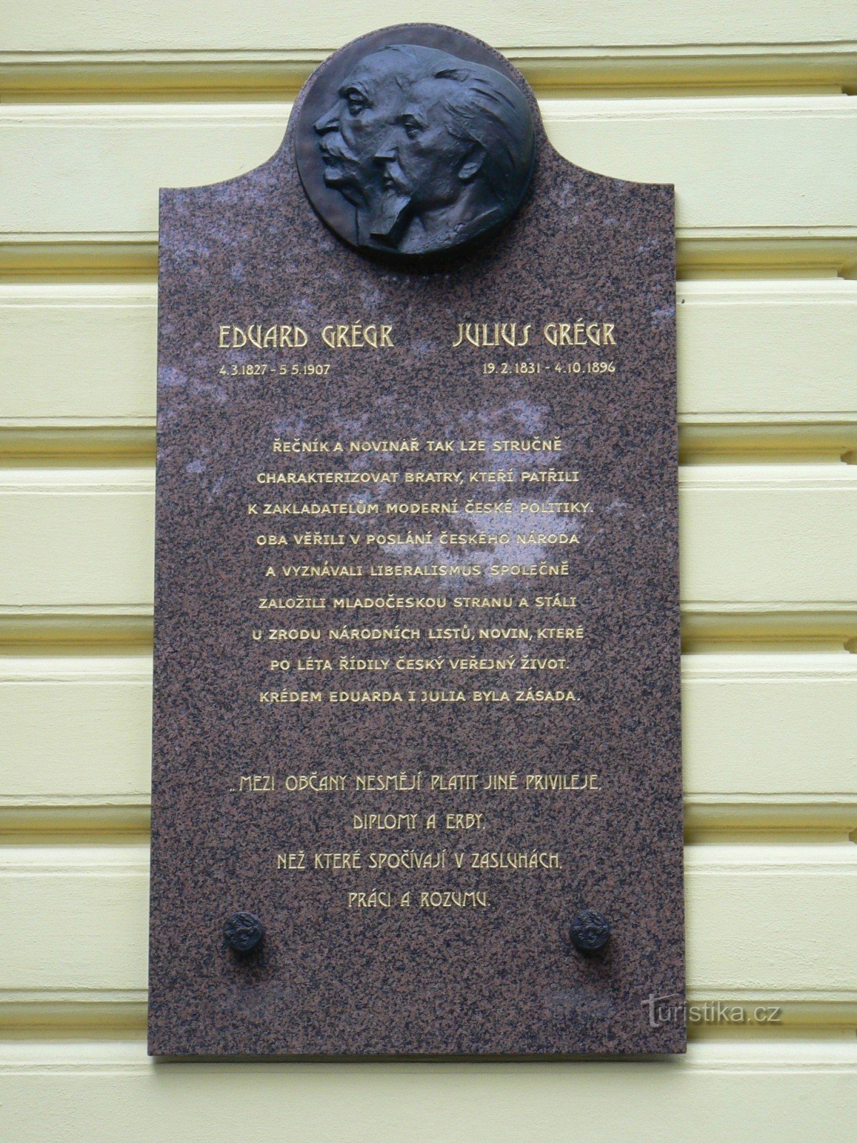 Plaque commémorative Eduard et Julius Grégr