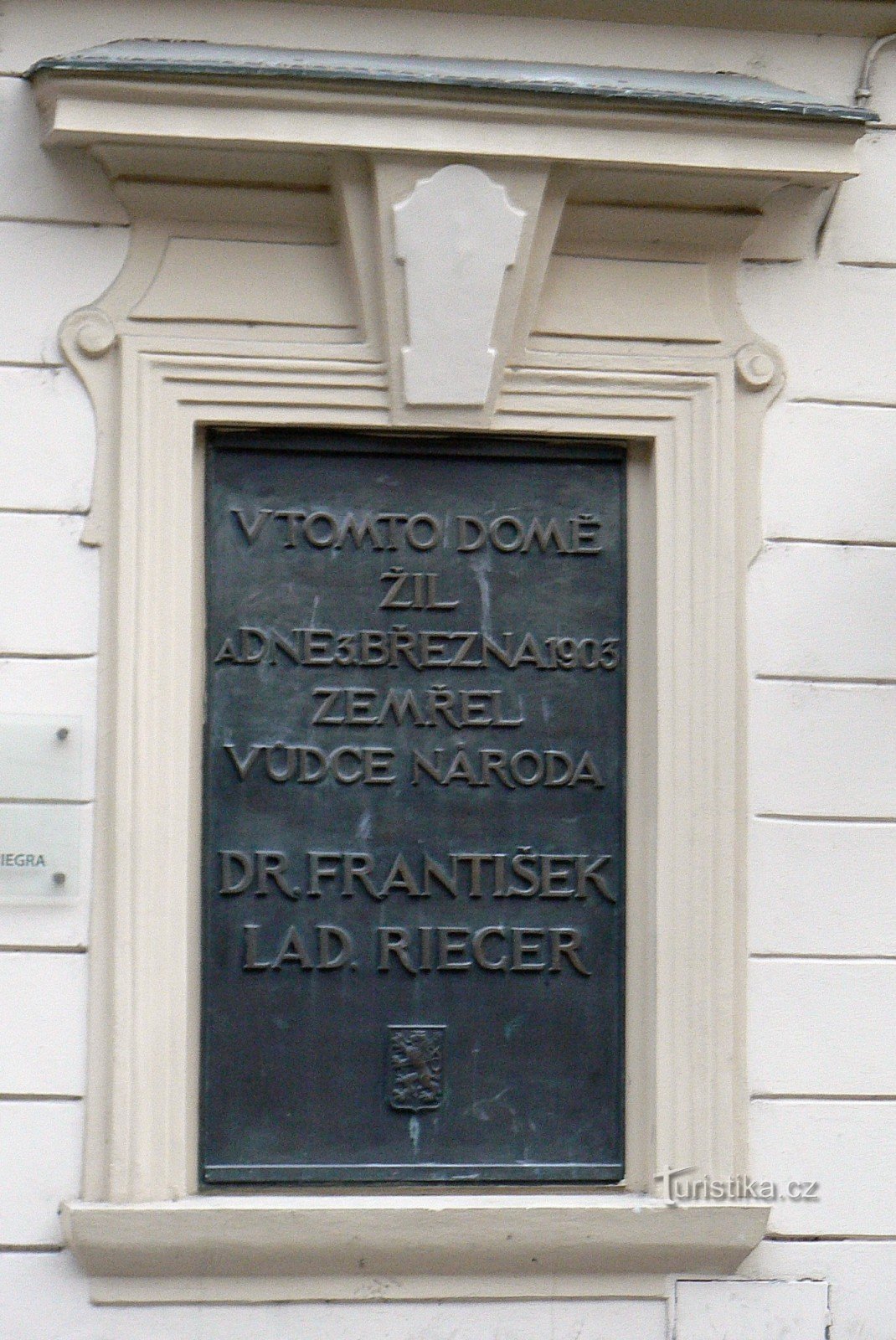 Plaque commémorative František Ladislav Rieger