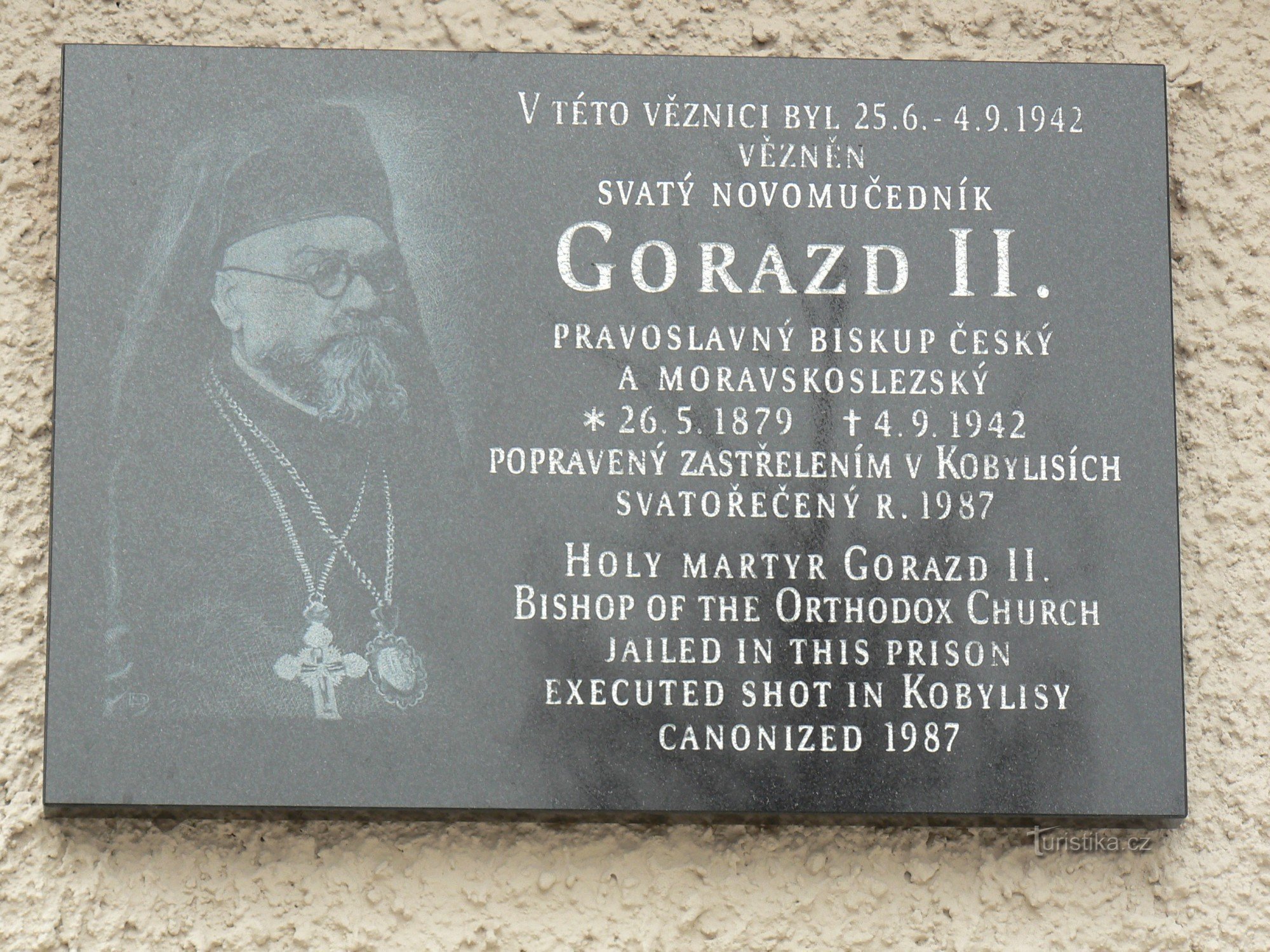placa comemorativa a lui Gorazd II.