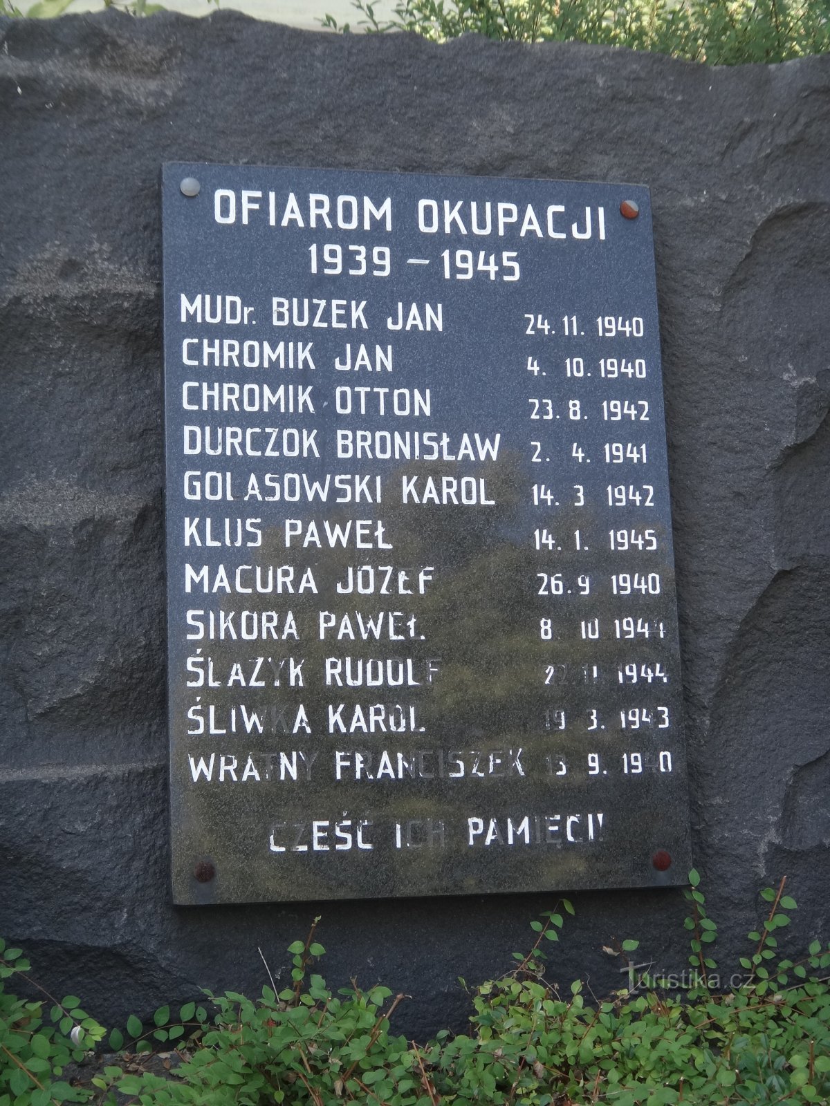 placa comemorativa II. mundo. guerra