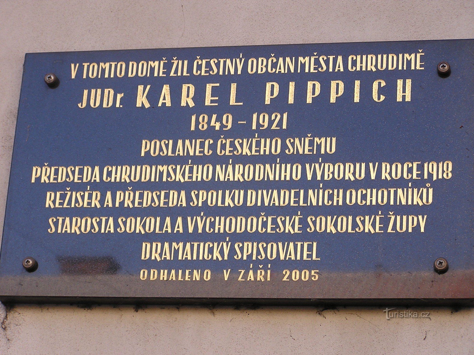 plaque commémorative JUDr. Karl Pipic