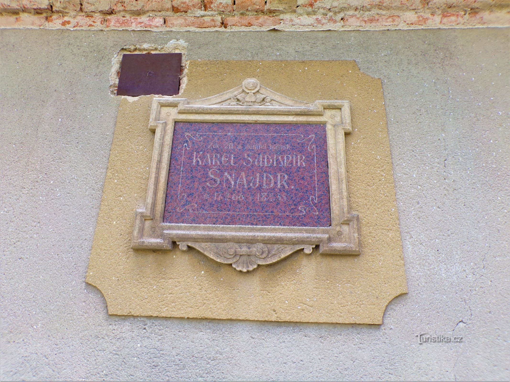 Minnesplatta över Karel Sudimir Šnaidr (Smidary, 1.6.2021-XNUMX-XNUMX)