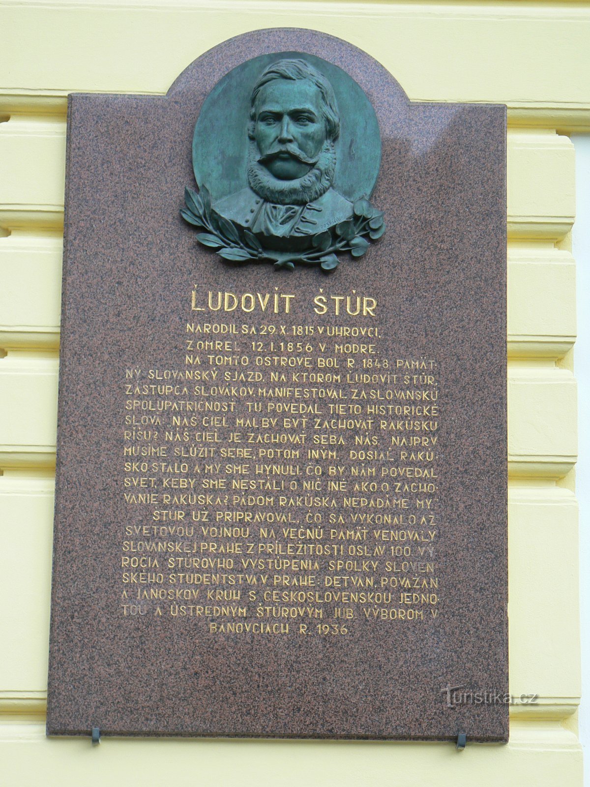 placa memorial Ludovít Štúr