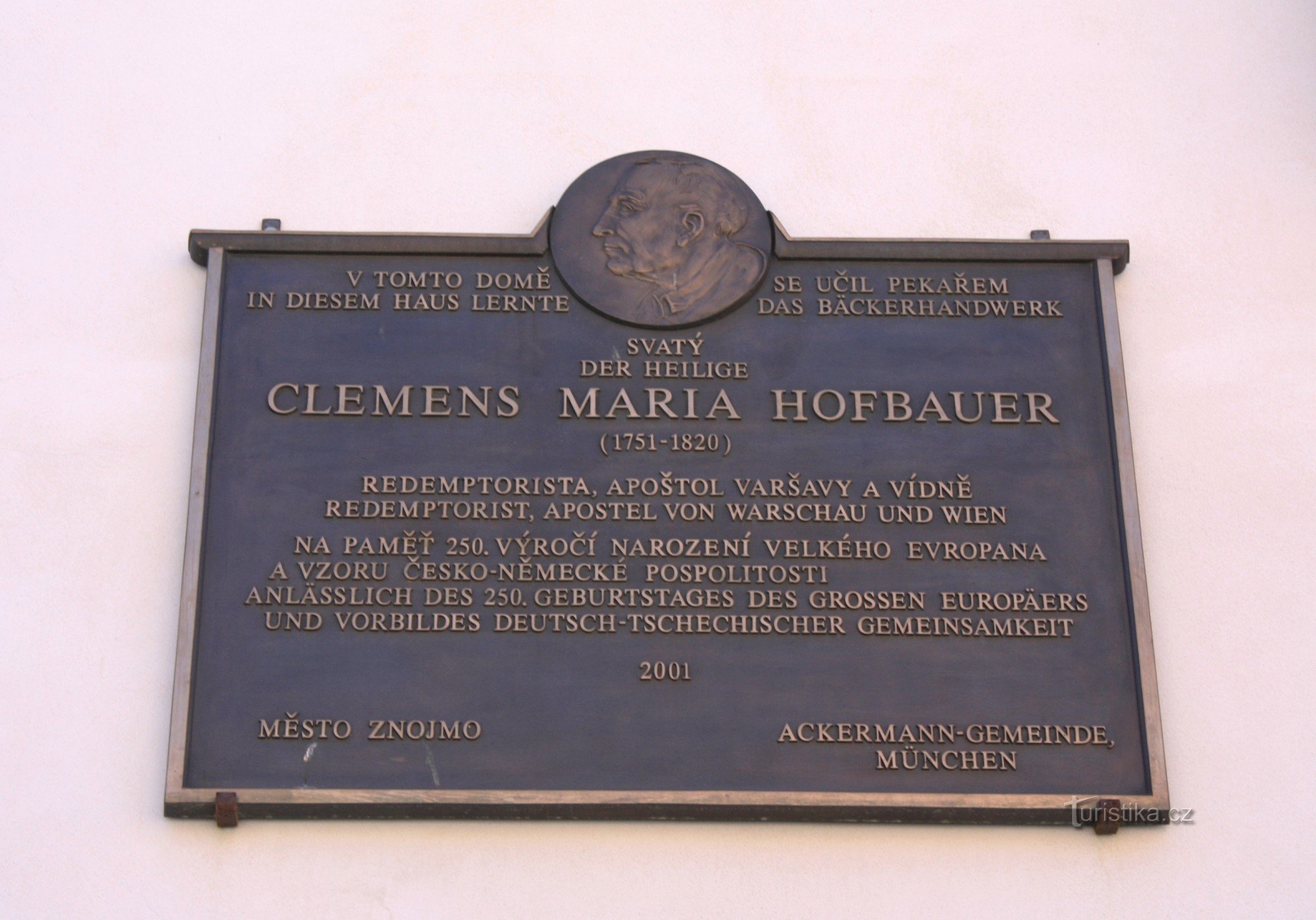 Memorial plaque on the house