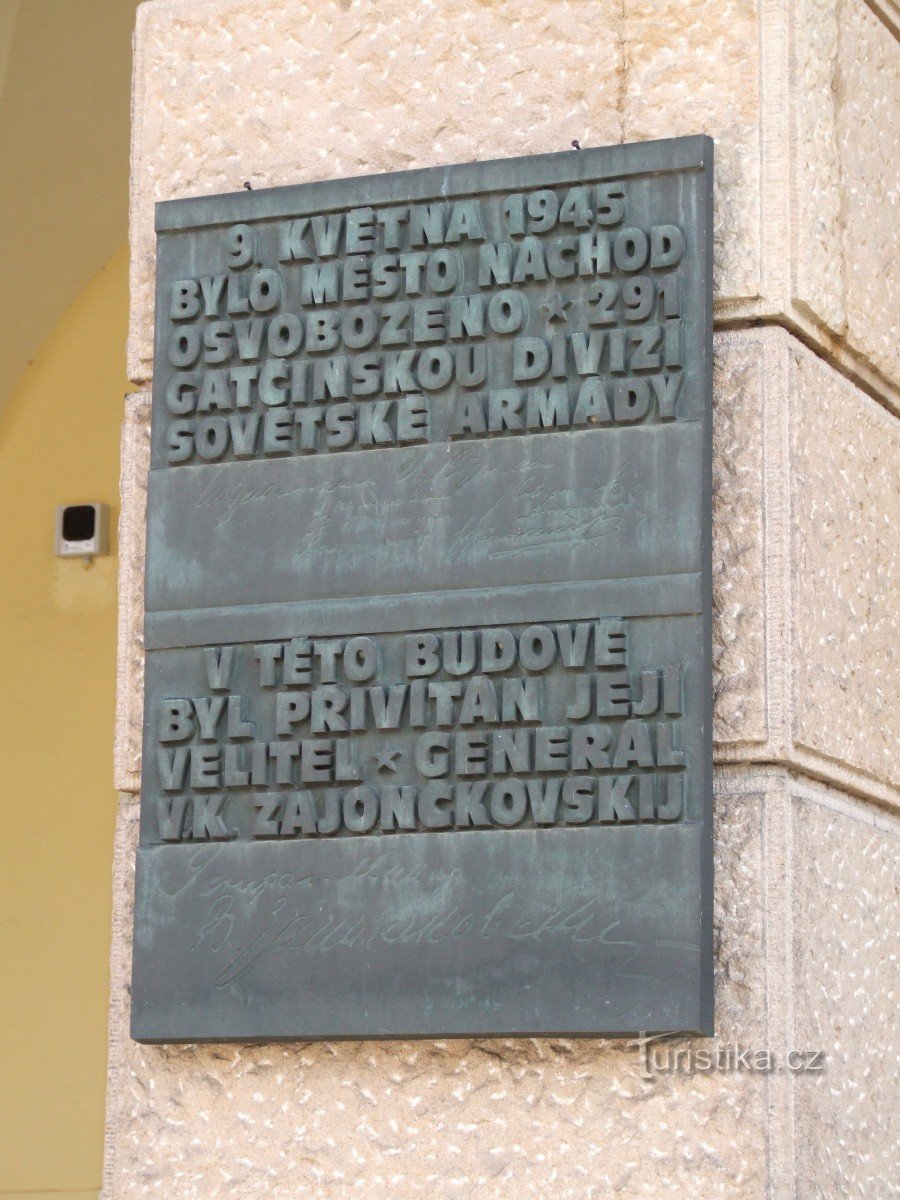 Memorial plaque of the liberation of Náchoda