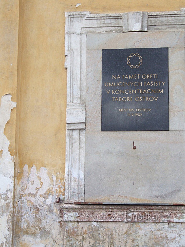 Memorial plaque in Ostrov