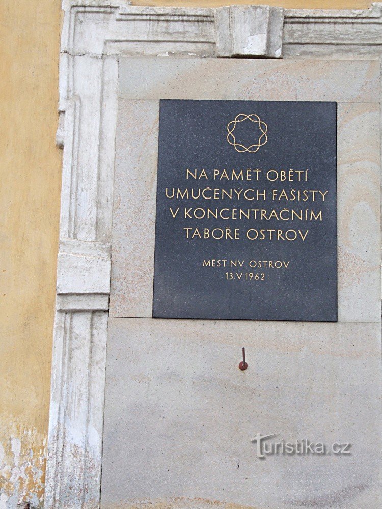 Memorial plaque in Ostrov