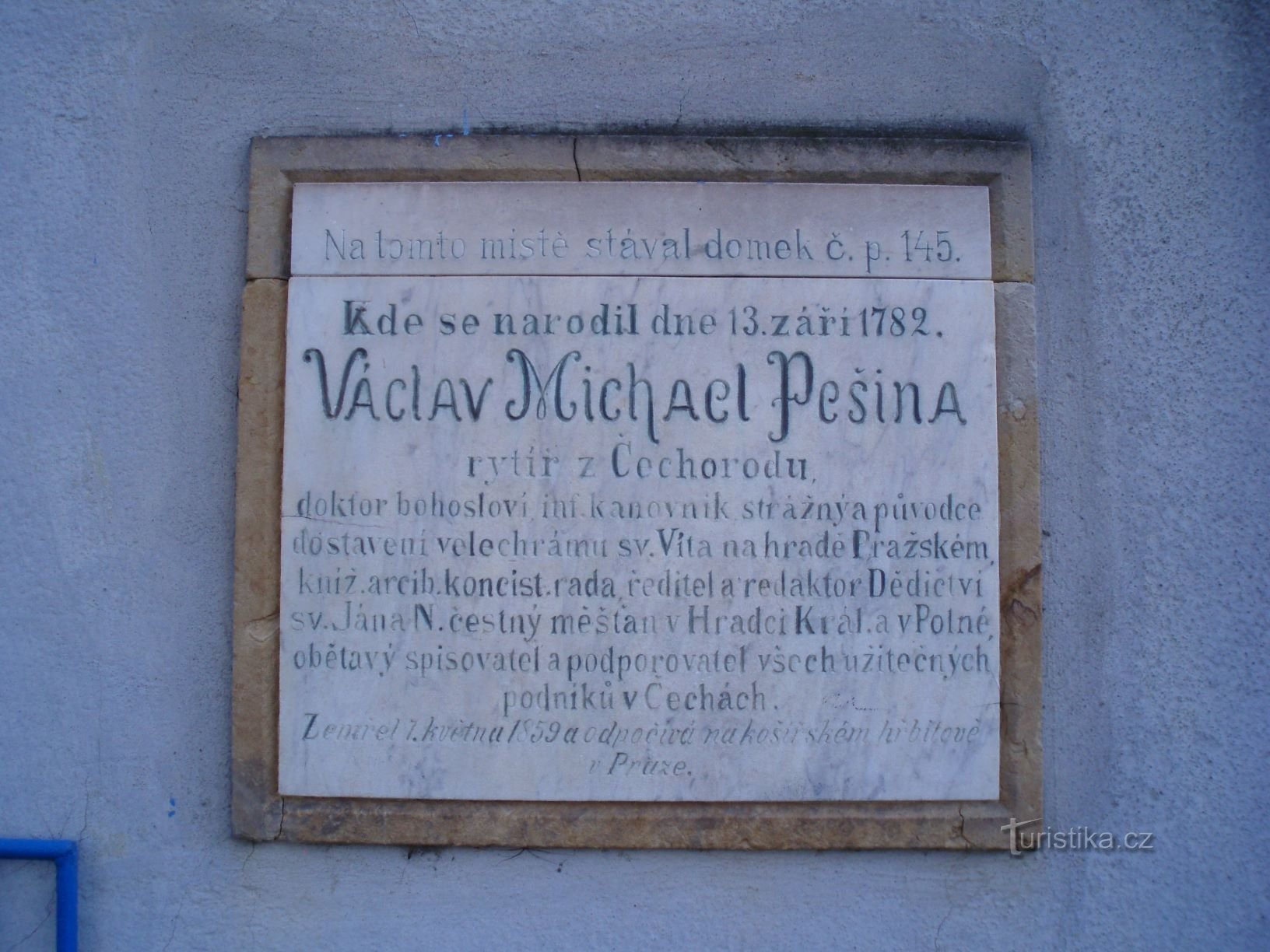 Targa commemorativa a Václav Michael Pešin, cavalieri di Čechorod (Hradec Králové, 22.11.2009/XNUMX/XNUMX)