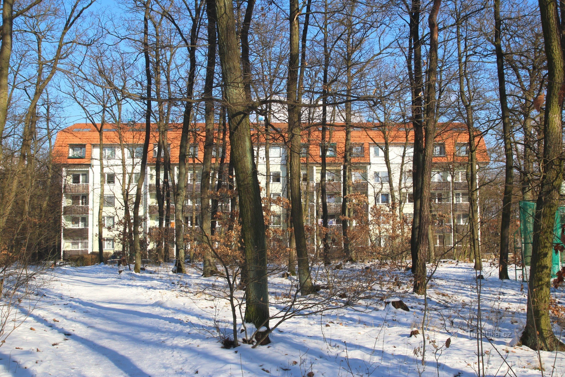 Ett panelhus i bostadsområdet Kohoutovice på Bellovágatan