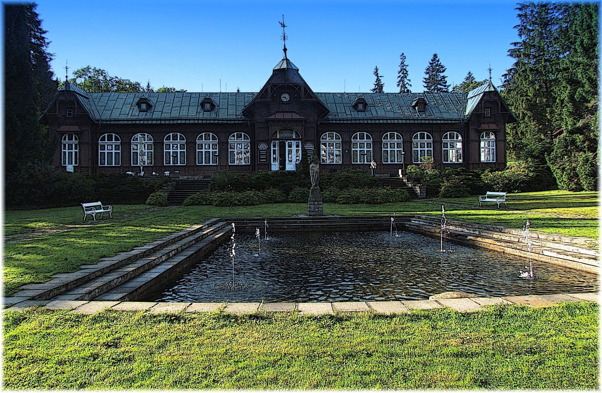 Paviljong Libuše med matsal i Karlov Studánka