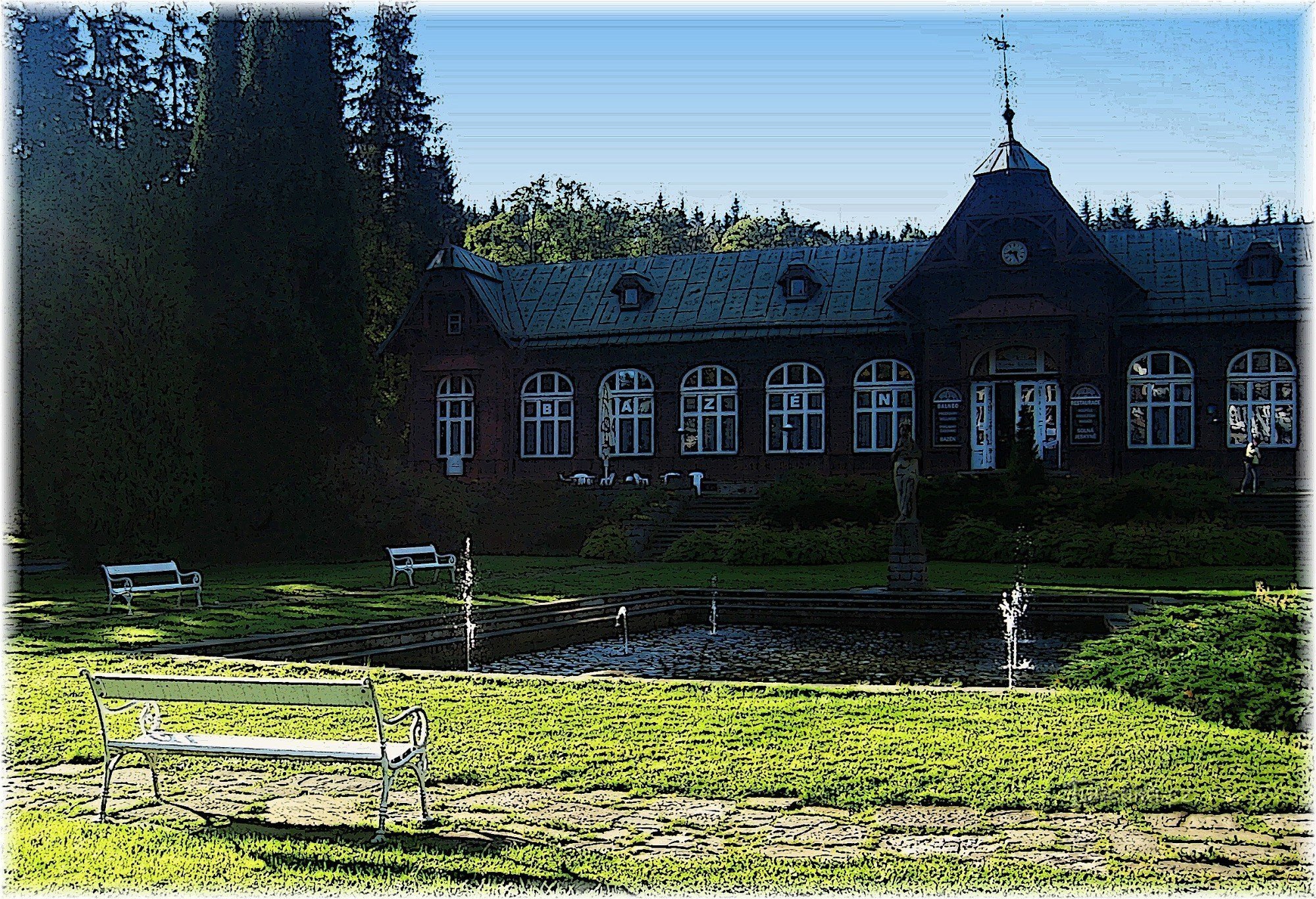 Pavilhão Libuše com sala de jantar em Karlov Studánka