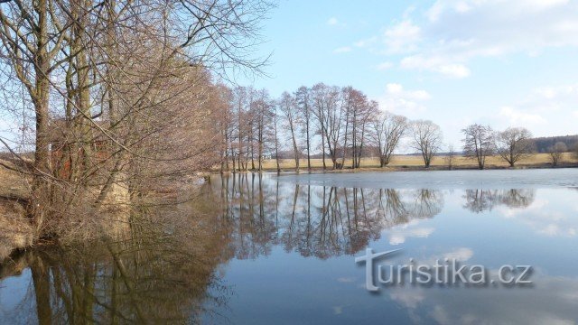 Pelechovský uitzicht op de vijver vanaf de dam