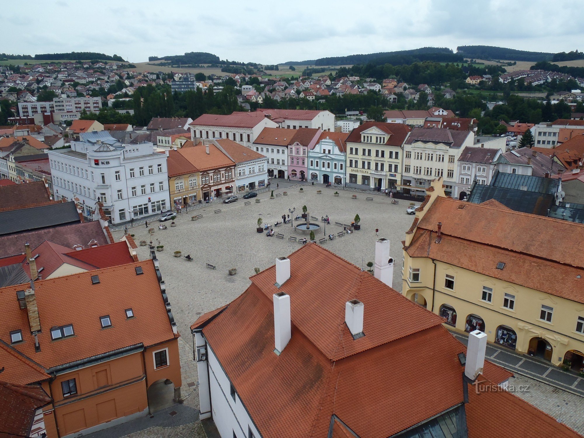 Pelhřimov - utsikt från tornet i kyrkan St. Bartolomeus