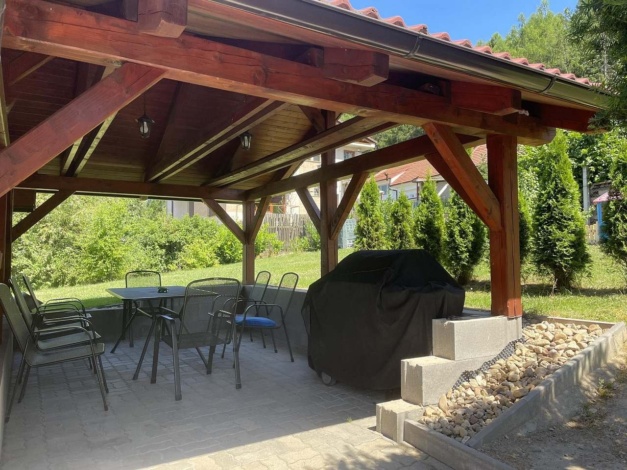 Pergola with gas grill