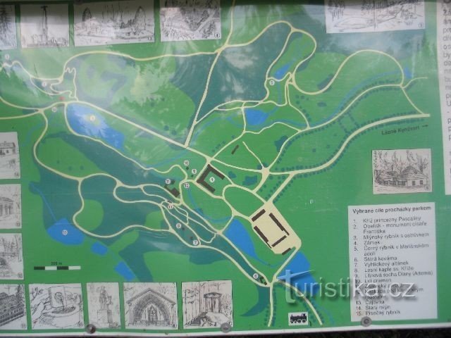 Plan över Kynžvart slottspark