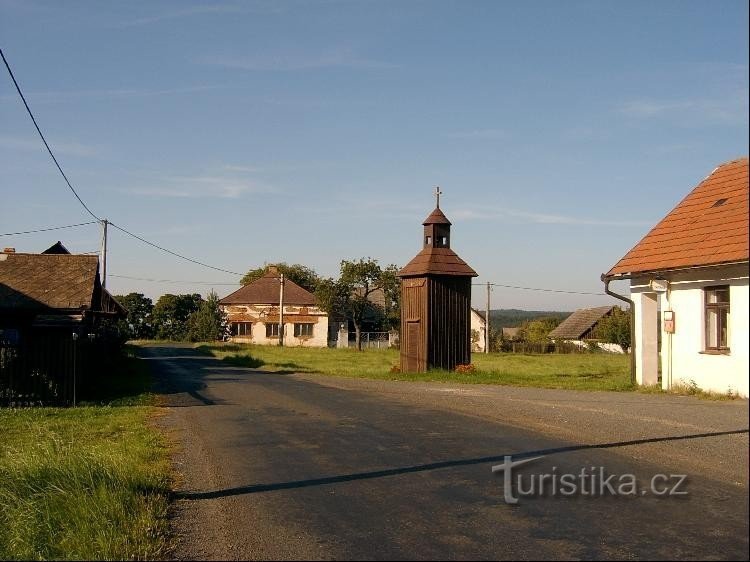 Sletter: Vej nr. 2147 mod nord; centrum af landsbyen