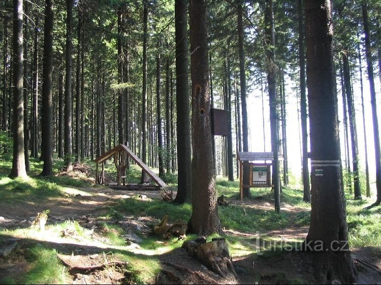 No caminho da placa Petrova Bouda para Biskupská kup na curva para o mirante