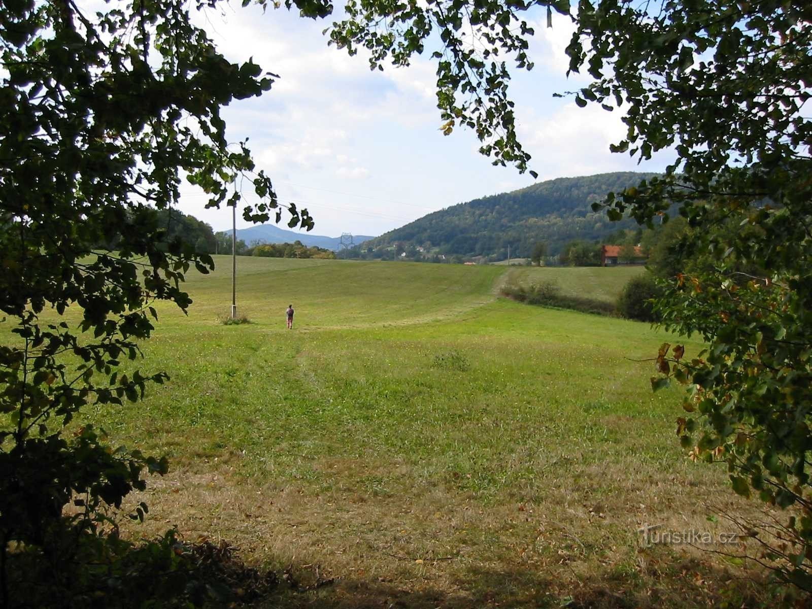 Entlang der Wiese zur Hütte