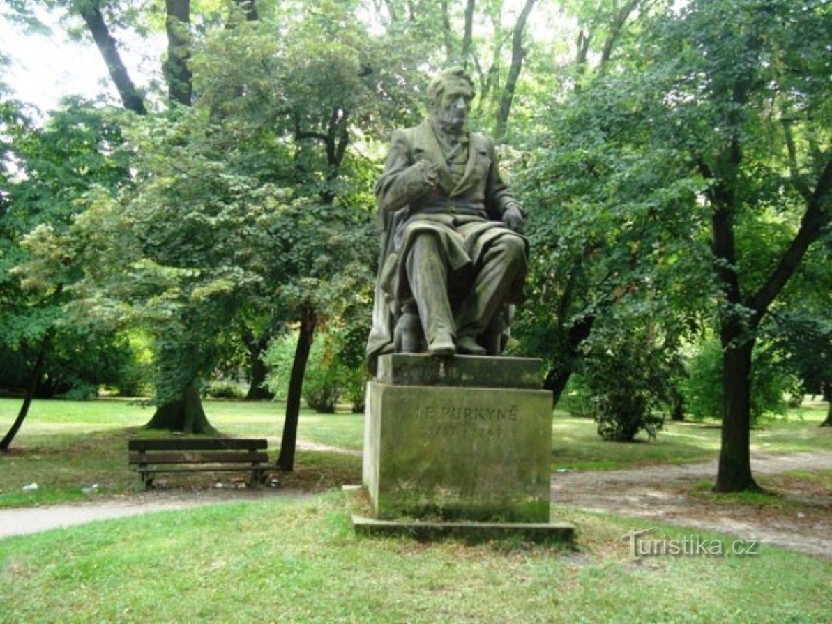 Poděbrady-Purkyňovy fruktträdgårdar-JEPurkyně monument-Foto: Ulrych Mir.