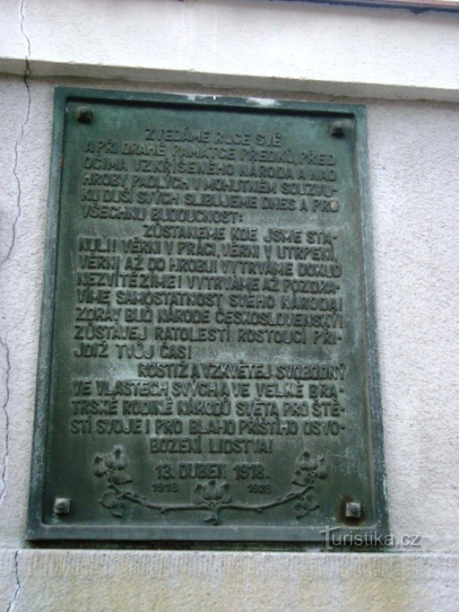 Podebrady-Tyršova street-Sokolovna with a memorial plaque-Photo: Ulrych Mir.