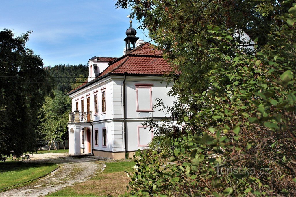 Kasteel Podolí, uitzicht vanaf de toegangspoort