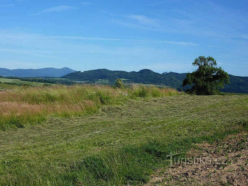 Vue sur les montagnes des Beskides jusqu'à Lysá hora