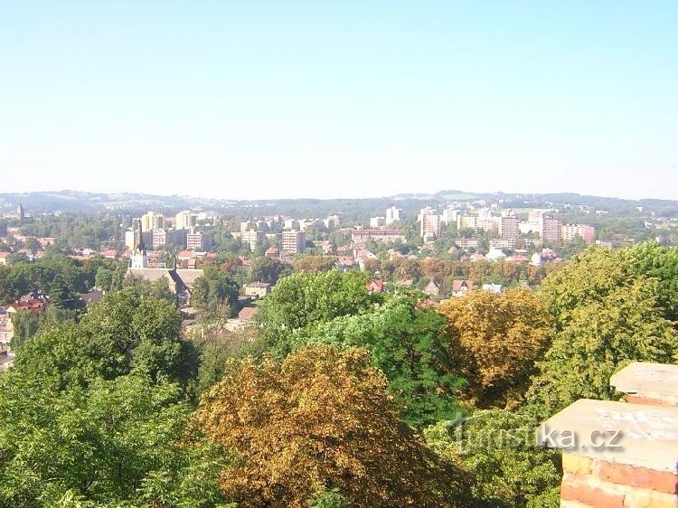 Utsikt över Český Těšín från Piast Tower (Cieszyn)