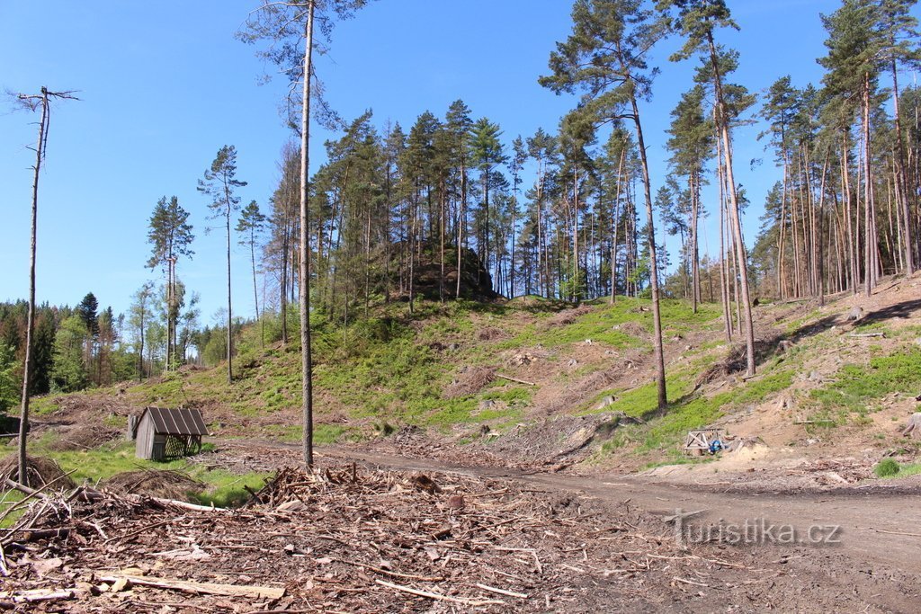 Vedere la Chřibský hradek dinspre est