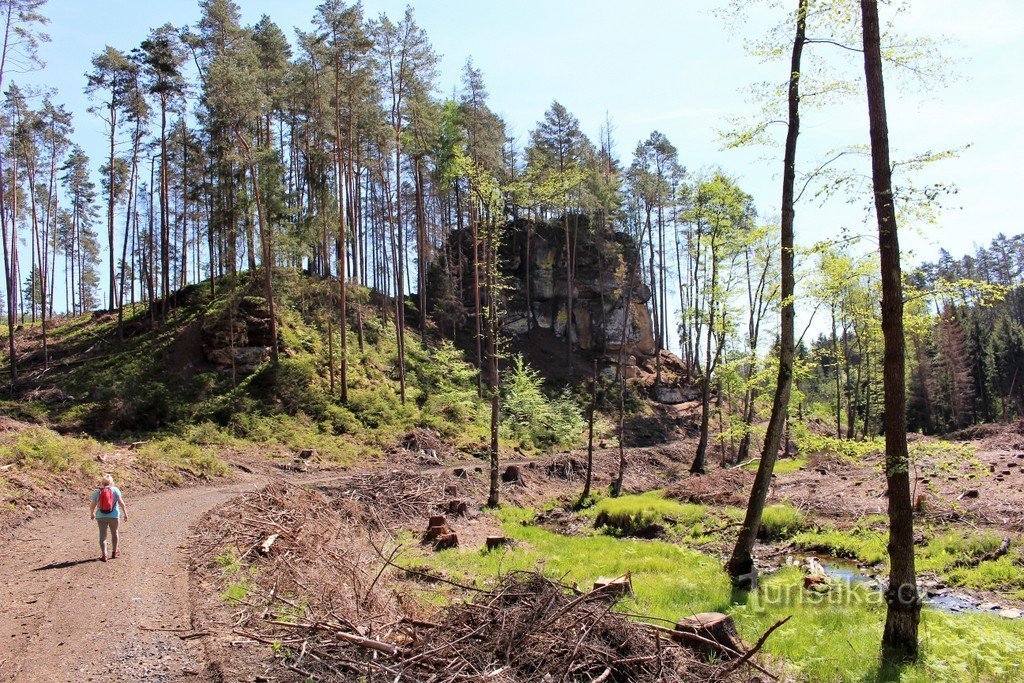 Widok na Chřibský hradek od zachodu