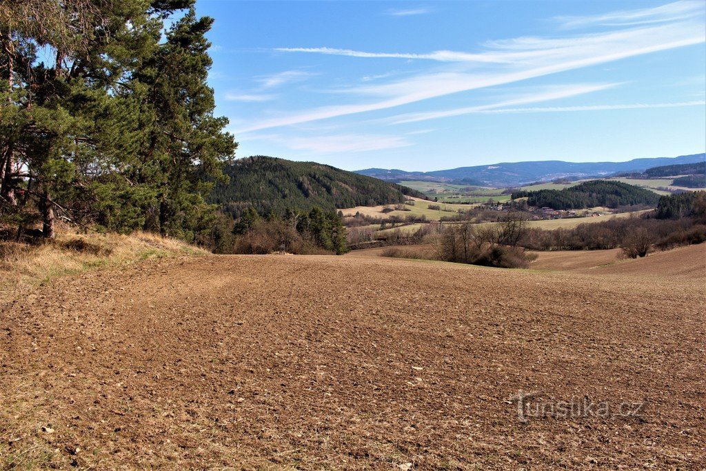 Pogled na Háj, Vyšoblak in vas Podmokly