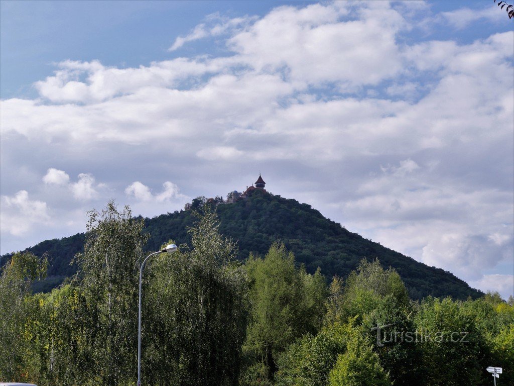 View of Hněvín from the town of Most