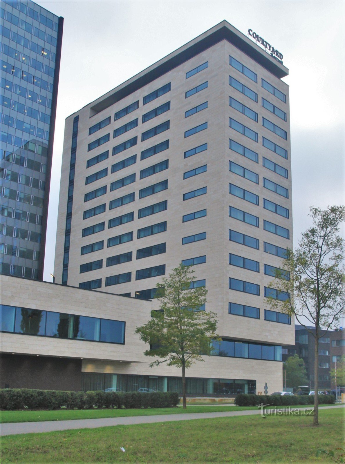 View of the hotel from the river Svratka