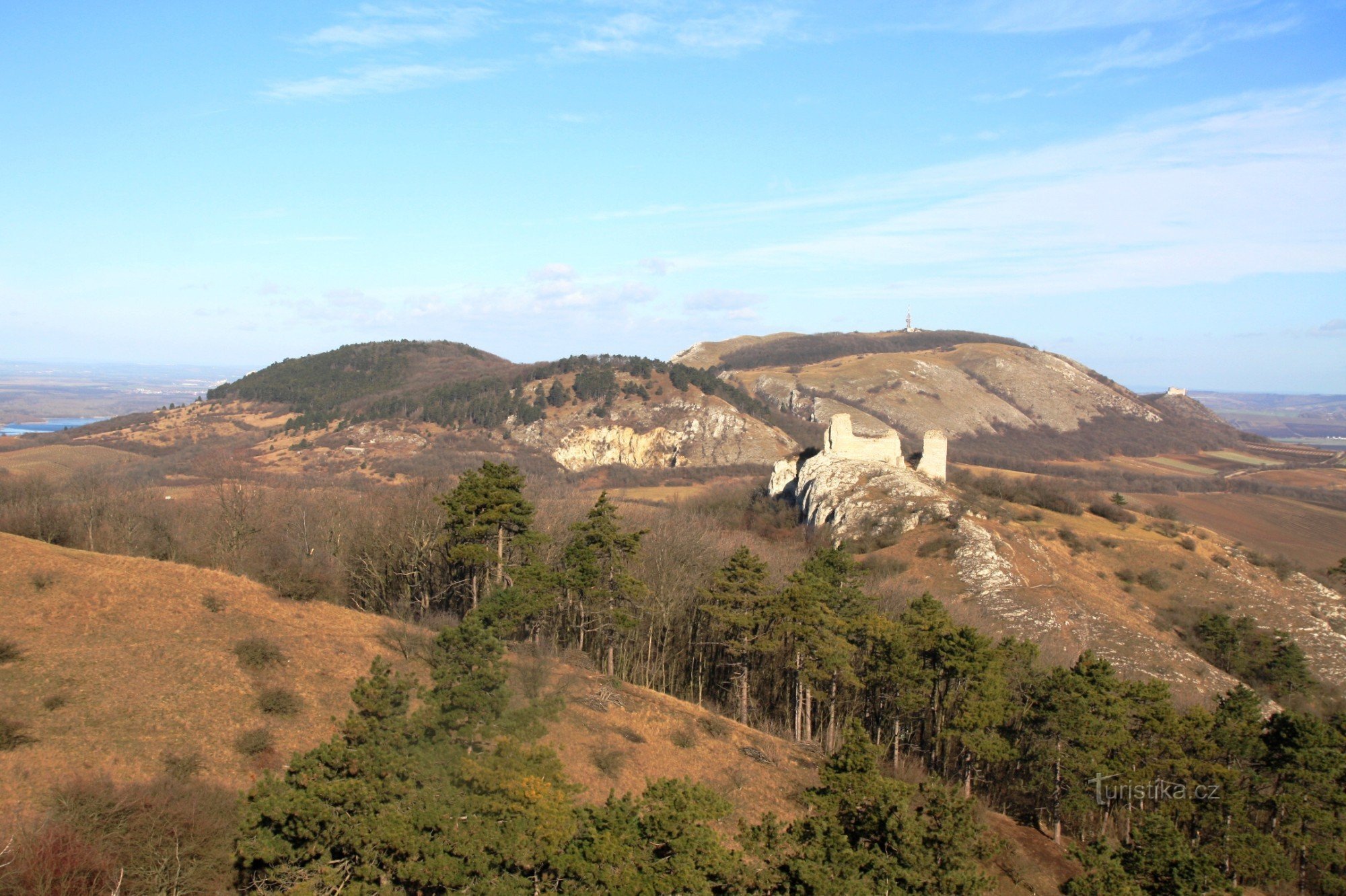 冬季结束时的 Pavlovské vrchy 山脊景观