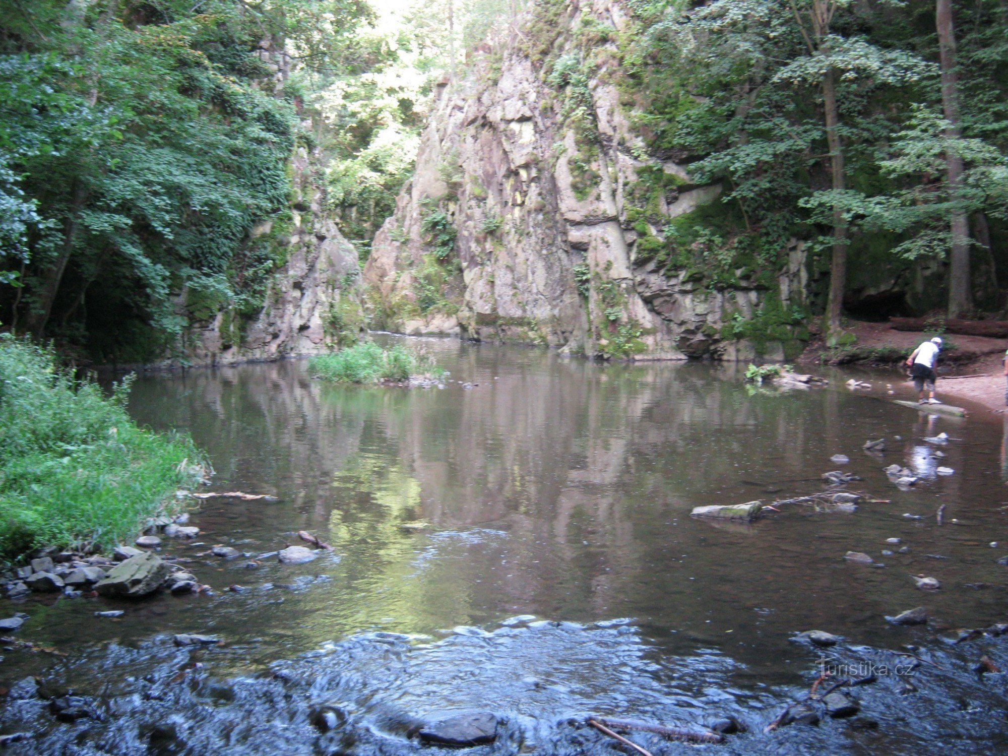 vista dello stagno e affluente dalle cascate