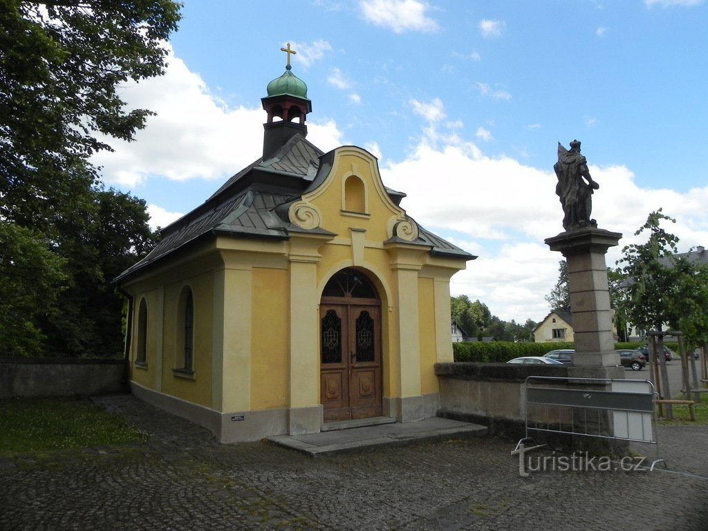 Uitzicht op de kapel vanaf de muur