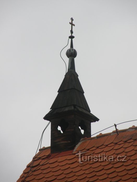 Gezicht op de kerk van St. Het kruis documenteert de verfijning van individuele details