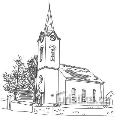 Udsigt over kirken i Dubeček