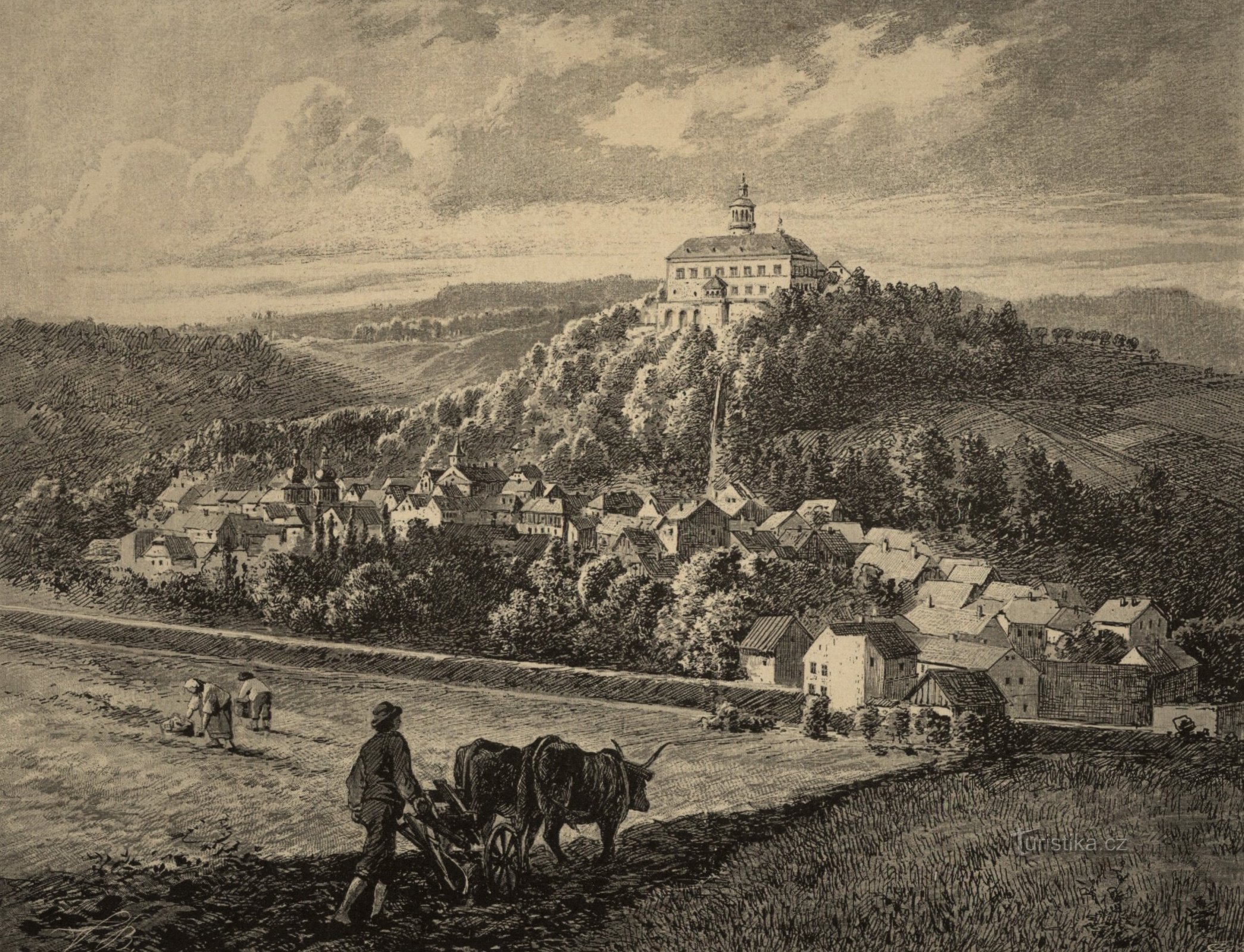 Pohled na Náchod v 1. polovině 19. století