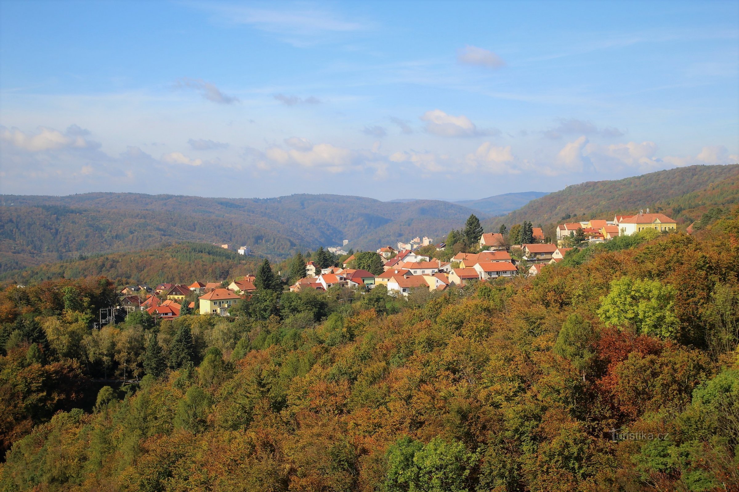 Blick auf das Dorf von Horní babické vyhlídka